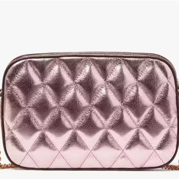 Kate Spade ♠️ Metallic Pink Quilted Glimmer Crossbody Bag and Card Holder SET - Picture 3 of 8